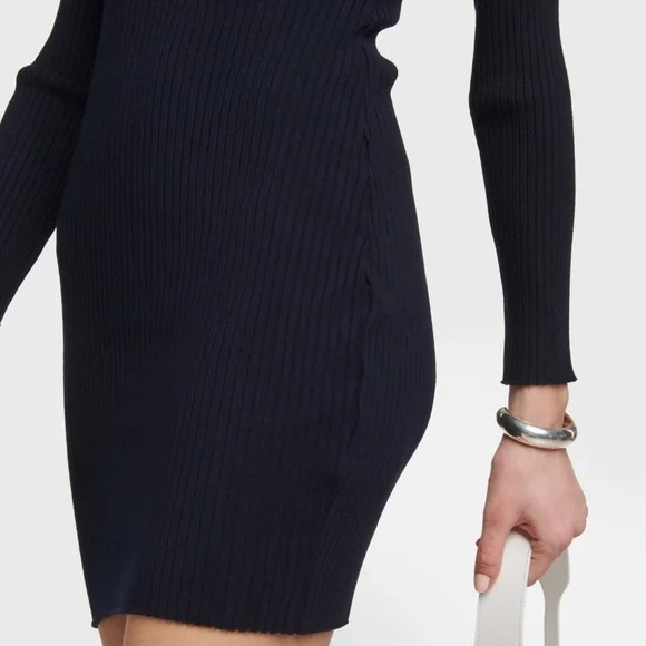 Courrèges blue dress with leather detailing, XS